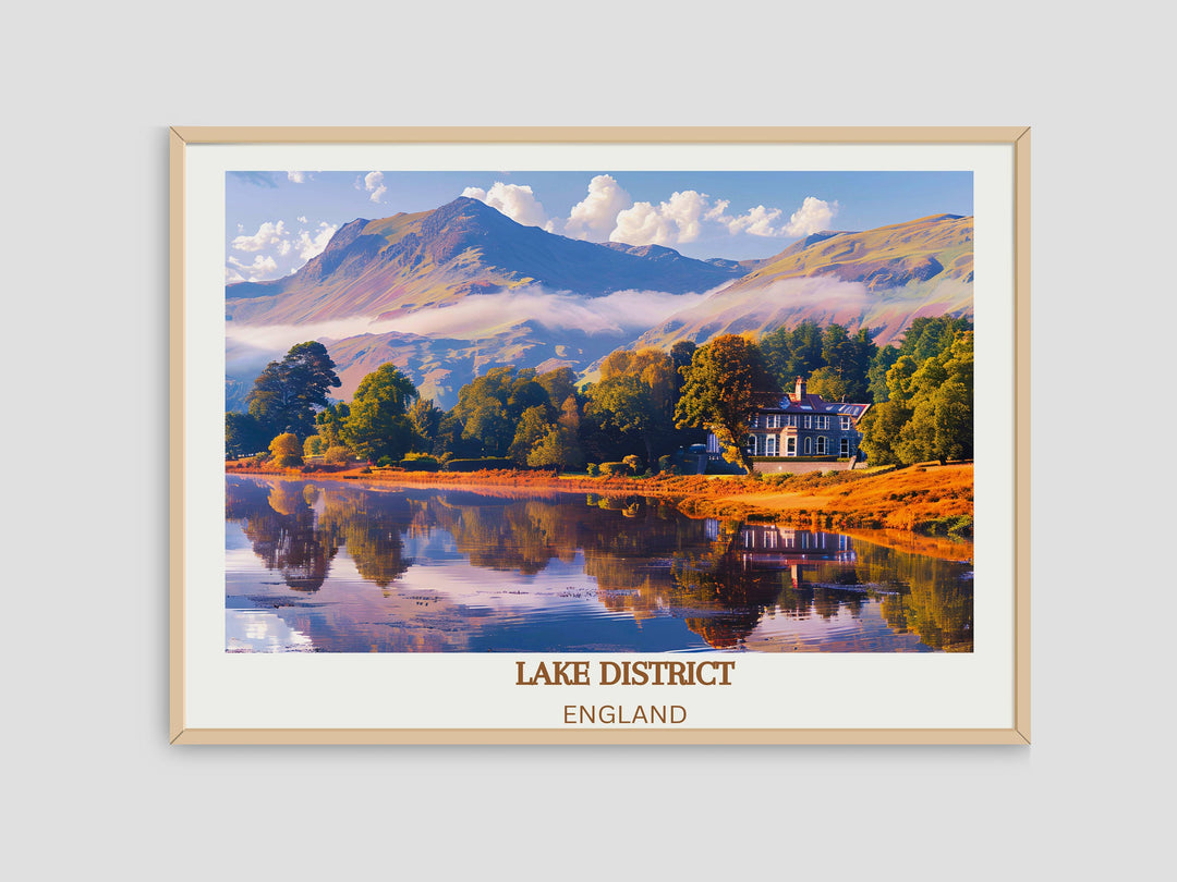 Chic England Home Decor adorned with a captivating Lake District Print, ideal for elevating the ambiance of any room.