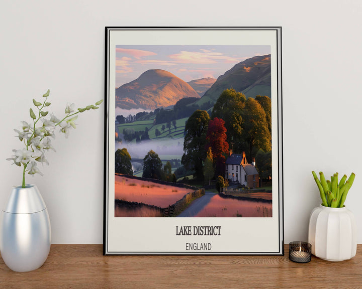 Sophisticated England Home Decor adorned with a captivating Lake District Print, perfect for expressing your love for British landscapes