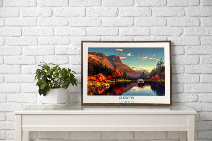 Glencoe illustration: a captivating addition to your Scotland wall decor, bringing the rugged beauty of the Scottish Highlands into your home