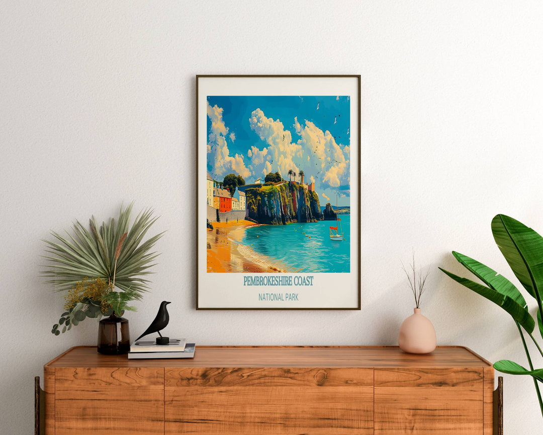 Artistic Pembrokeshire Art: a creative portrayal of Pembrokes natural wonders, suitable for art lovers or as a unique gift.