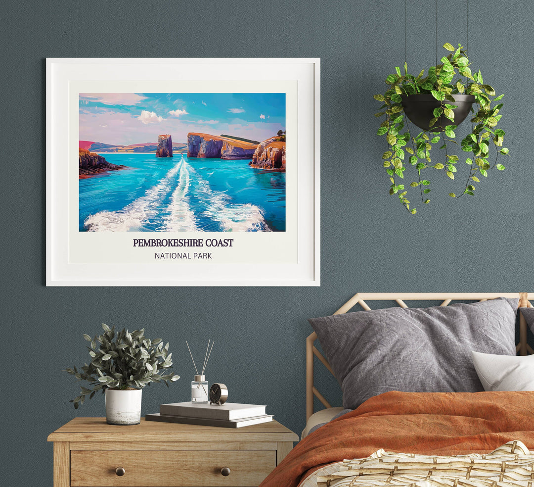 Idyllic Pembrokeshire Art: an idyllic print capturing the charm of Pembrokes National Park. Perfect for enhancing any living space.