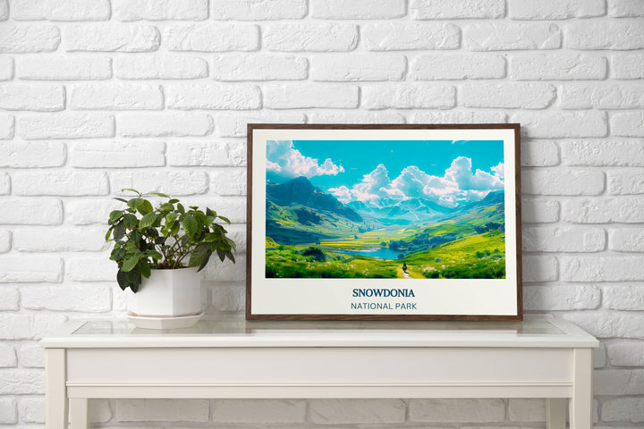 Snowdonia landscape art, a beautiful representation of the National Parks charm. Perfect for hikers and nature enthusiasts.