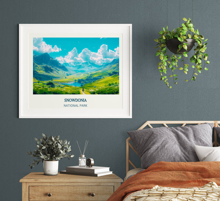 Artwork celebrating the majestic beauty of Snowdonia. Ideal for decorating your home or giving as a thoughtful gift.