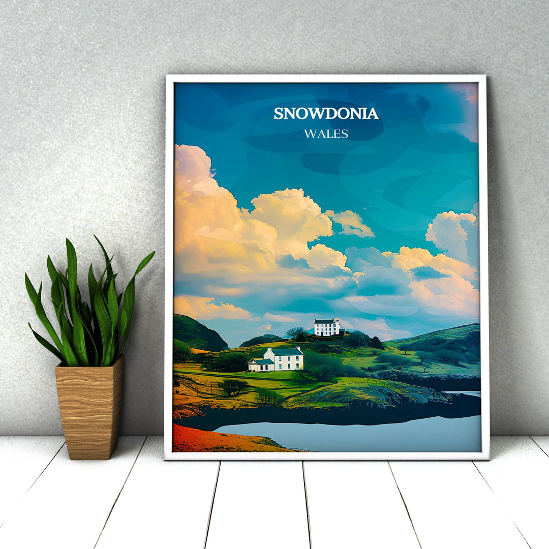 Snowdonia illustration, a captivating tribute to the parks natural beauty. Great for adding a touch of wilderness to any room.