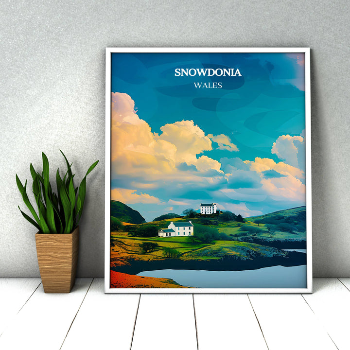 Snowdonia illustration, a captivating tribute to the parks natural beauty. Great for adding a touch of wilderness to any room.