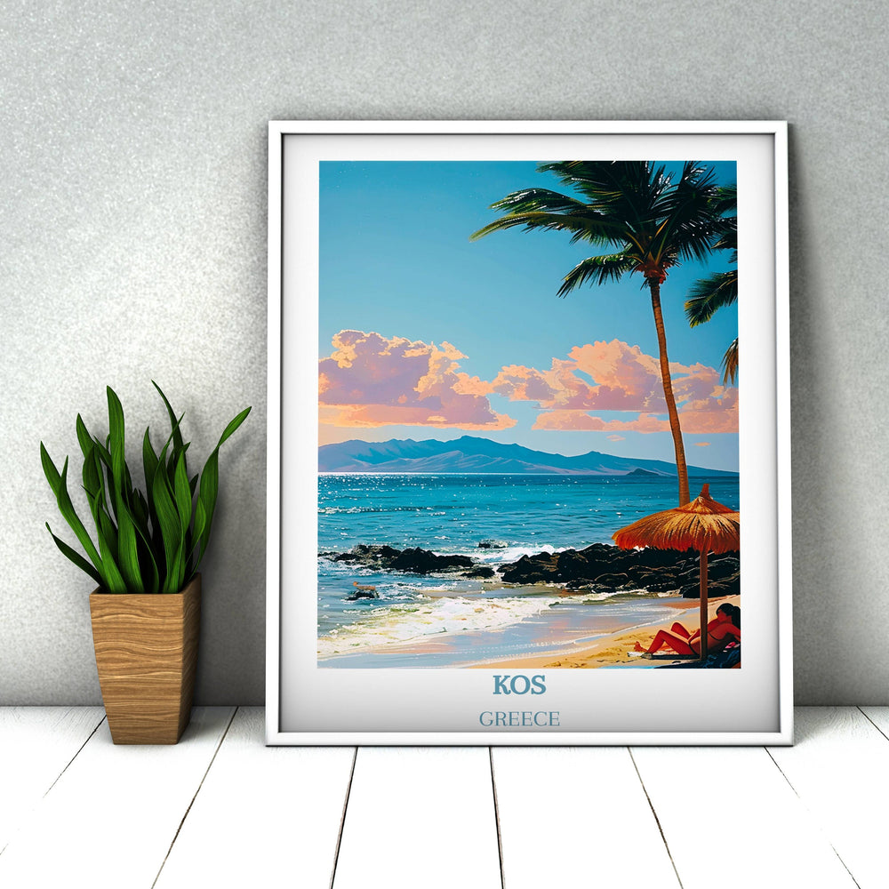 A stunning Kos gift art piece showcasing the beauty of Greek Islands, ideal for Greece travel enthusiasts and housewarming gifts