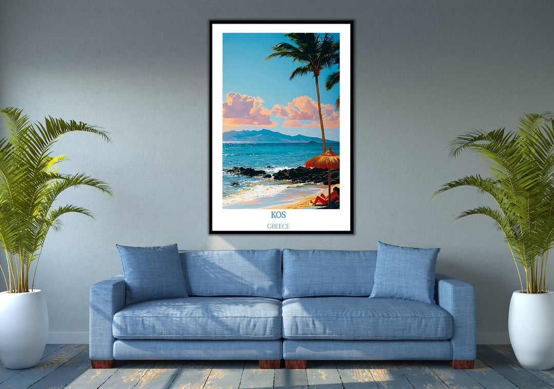 Add a touch of Greece to your home with this exquisite Kos print, a thoughtful gift for housewarmings and travel lovers.