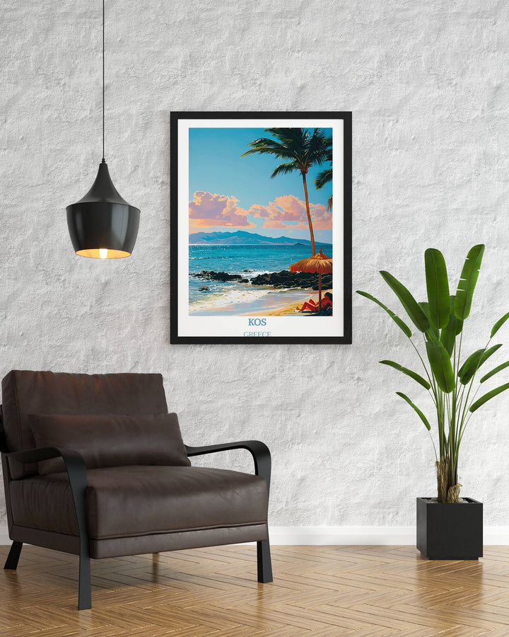 Bring the spirit of the Greek Islands into your space with this mesmerizing Kos poster, perfect for Greece art enthusiasts.