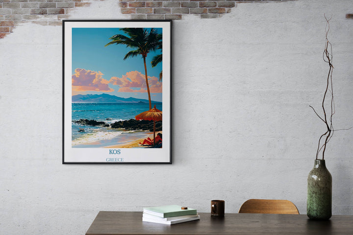 Elevate your decor with this Greece wall art featuring the scenic beauty of Kos, an ideal gift for any occasion.