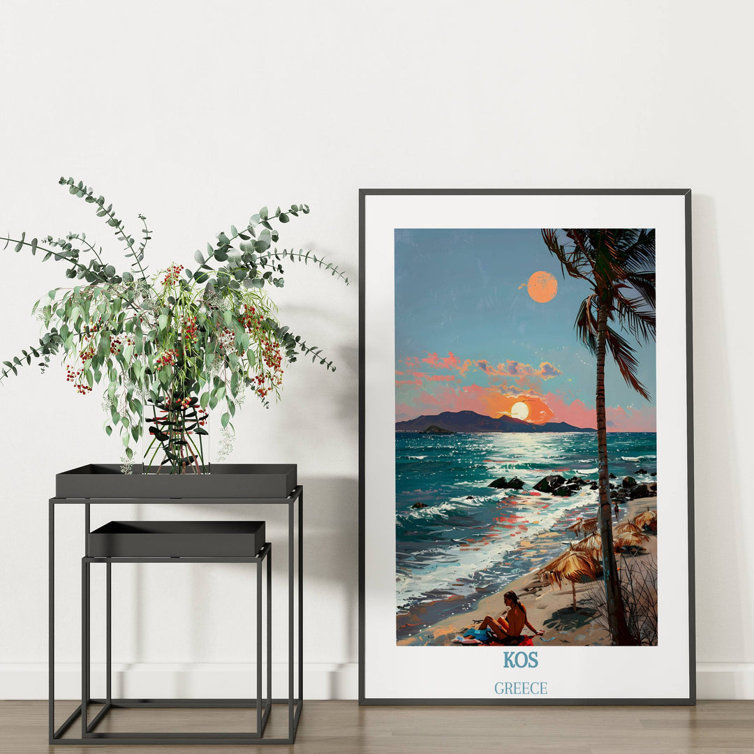 Elevate your decor with the enchanting beauty of Kos captured in this vibrant Greece art print, perfect for gifts.