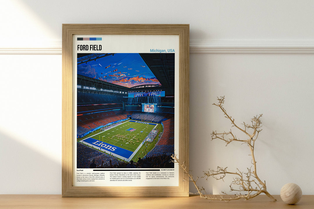 Immerse yourself in the electrifying atmosphere of NFL football with MapYourDreams' Ford Field Print collection. Each piece encapsulates the energy and passion of game day, transporting you to the heart of the action in Detroit