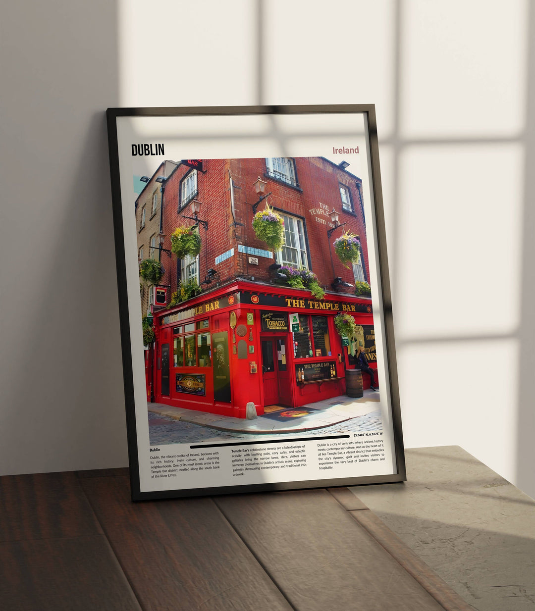 Brighten up your space with this Dublin print Temple Bar digital download included for instant decor
