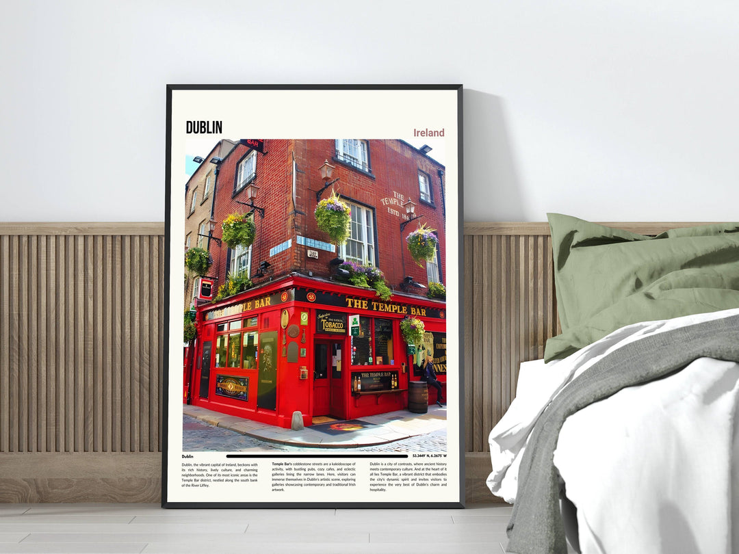 Dublin travel print capturing the essence of the citys iconic landmarks Ideal for home decoration