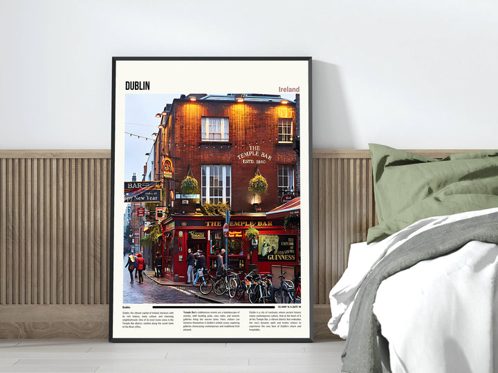 Enhance your space with Dublin&#39;s vibrancy Stunning city poster with Temple Bar download included