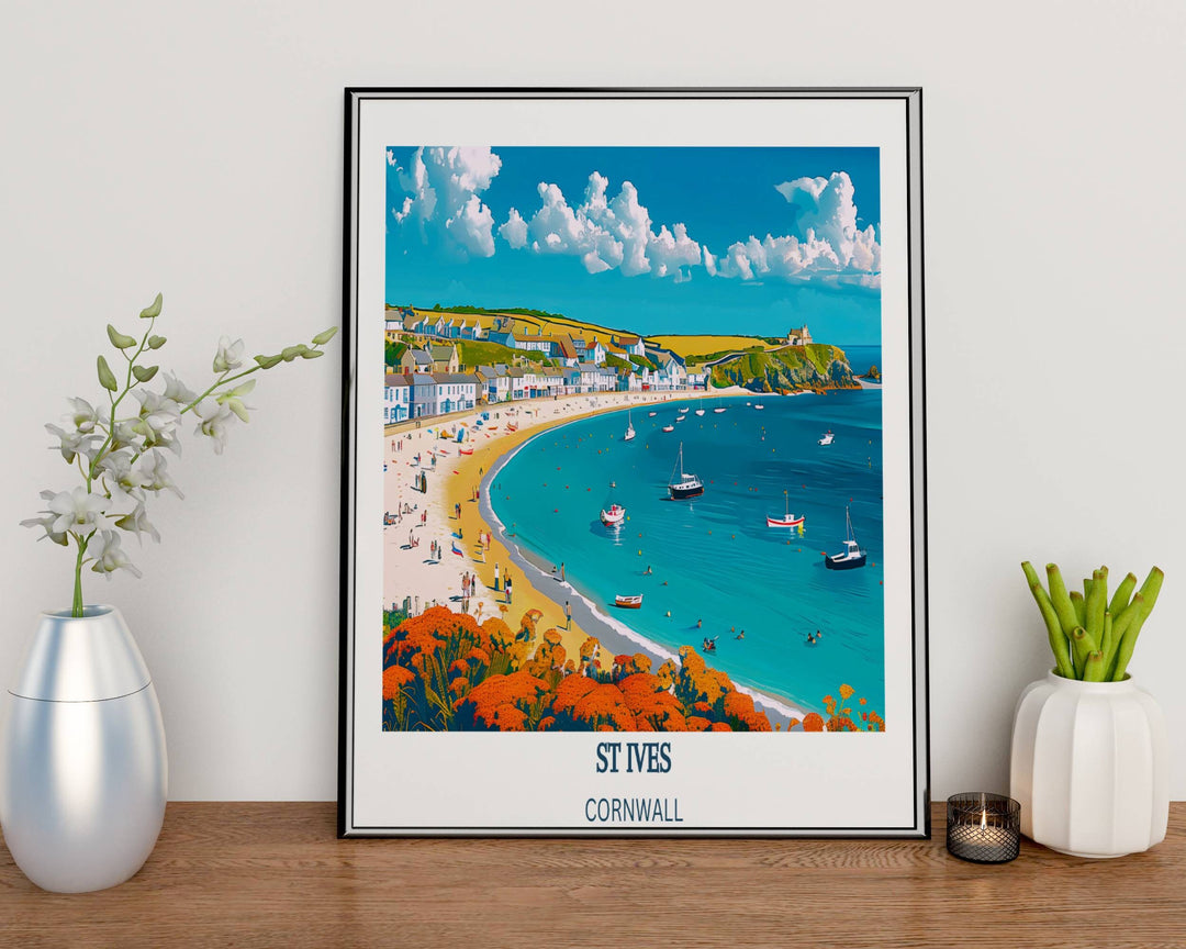 Our Glamorous St Ives Travel Print will consistently impact your living space by turning it into a cool and elegant place. Anyone who loves art or travelling would immediately become a big lover of this fantastic artwork.