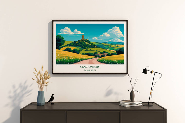 Our Glamorous Glastonbury Travel Print will consistently impact your living space by turning it into a cool and elegant place. Anyone who loves art or travelling would immediately become a big lover of this fantastic artwork.