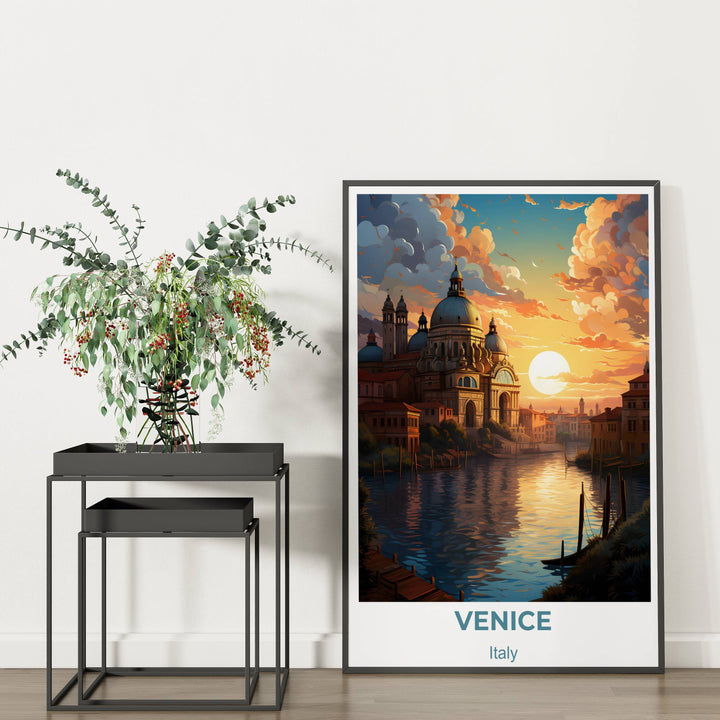 Mesmerizing view of Venice canals and architecture. Enrich your walls with this Venice Italy print, a timeless piece of art.