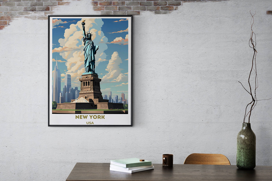 Vintage NYC wall poster: Retro-inspired illustration of New York City, perfect for home decor or as a unique gift