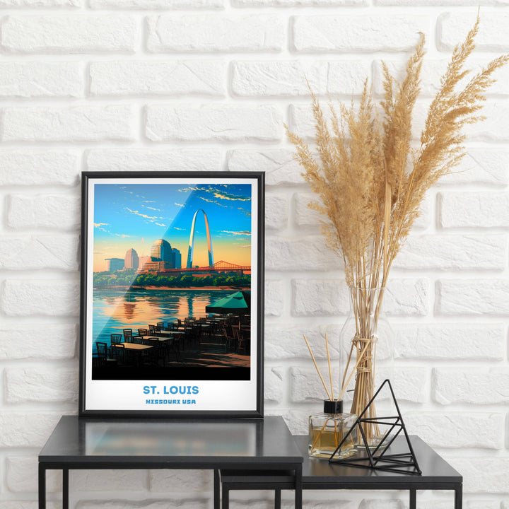 St. Louis travel art capturing the spirit of the city. Stunning St. Louis print for travelers or locals. Missouri poster for those who appreciate urban beauty.