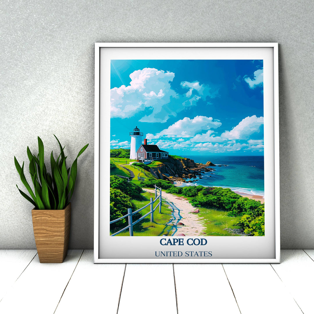 Our Glamorous Cape Cod Travel Print will consistently impact your living space by turning it into a cool and elegant place. Anyone who loves art or traveling would immediately become a big lover of this fantastic artwork.