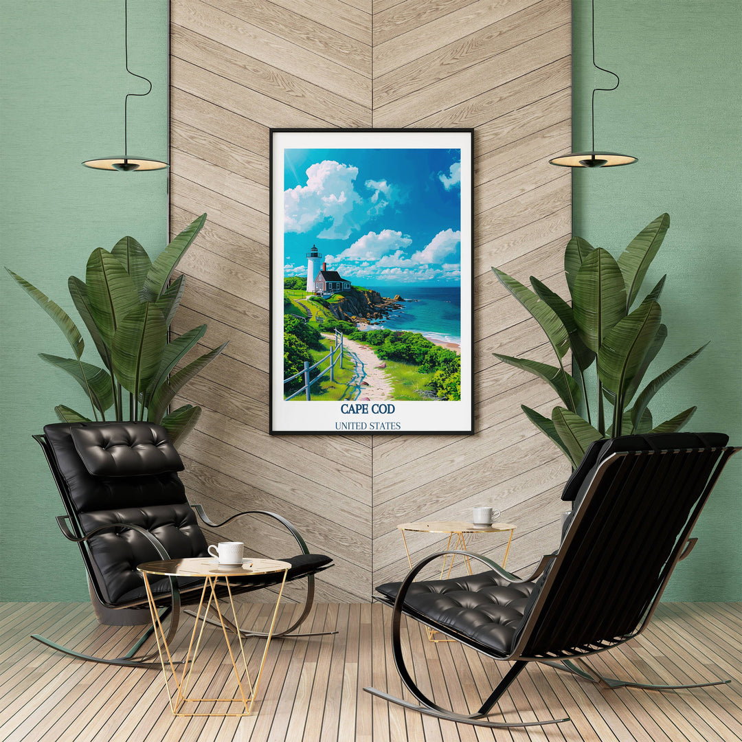 Our Glamorous Cape Cod Travel Print will consistently impact your living space by turning it into a cool and elegant place. Anyone who loves art or traveling would immediately become a big lover of this fantastic artwork.