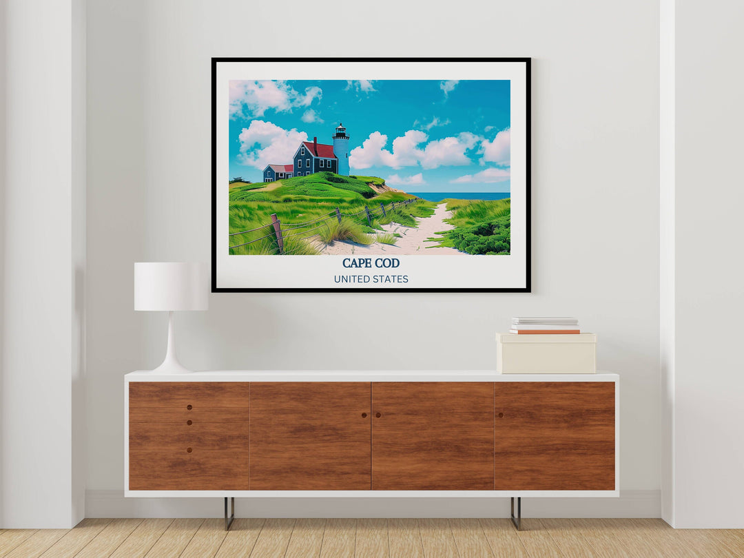 Our Glamorous Cape Cod travel print will consistently impact your living space by turning it into a cool and elegant place. Anyone who loves art or traveling would immediately become a big lover of this fantastic artwork.