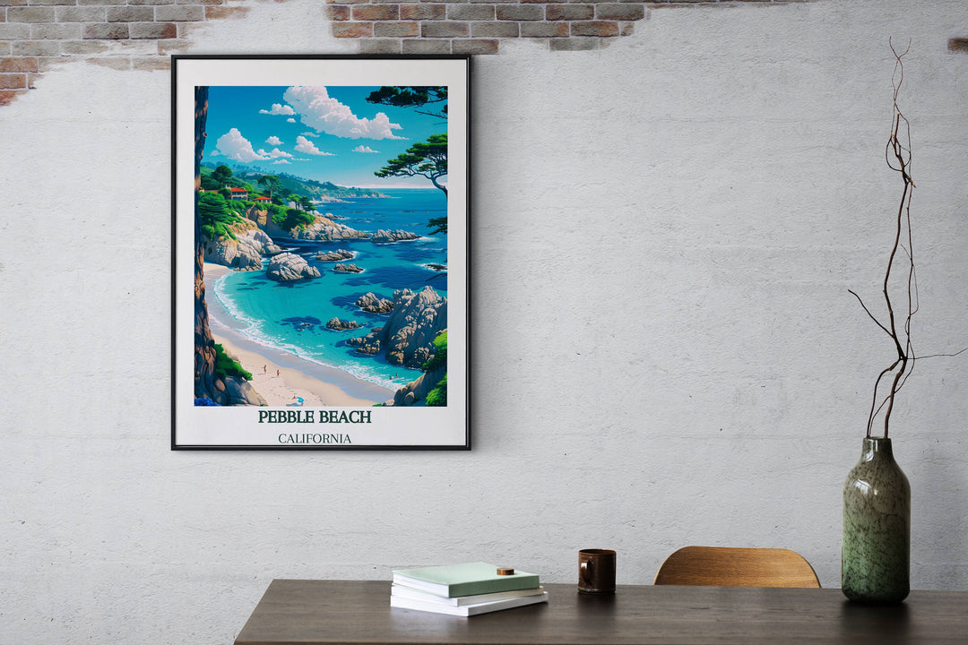 Our Glamorous Pebble Beach Travel Print will consistently impact your living space by turning it into a cool and elegant place. Anyone who loves art or travelling would immediately become a big lover of this fantastic artwork.