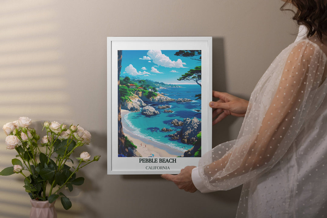 Our Glamorous Pebble Beach Travel Print will consistently impact your living space by turning it into a cool and elegant place. Anyone who loves art or travelling would immediately become a big lover of this fantastic artwork.