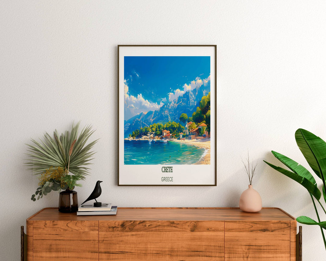 Our Glamorous Crete Travel Print will consistently impact your living space by turning it into a cool and elegant place. Anyone who loves art or travelling would immediately become a big lover of this fantastic artwork.