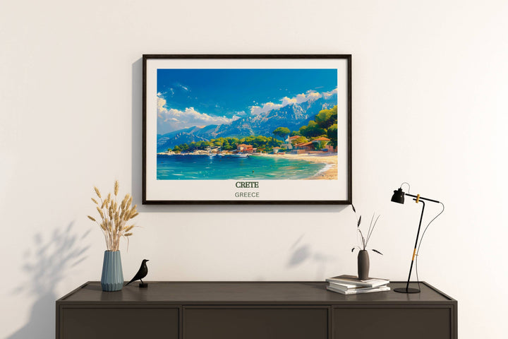 Our Glamorous Crete Travel Print will consistently impact your living space by turning it into a cool and elegant place. Anyone who loves art or travelling would immediately become a big lover of this fantastic artwork.