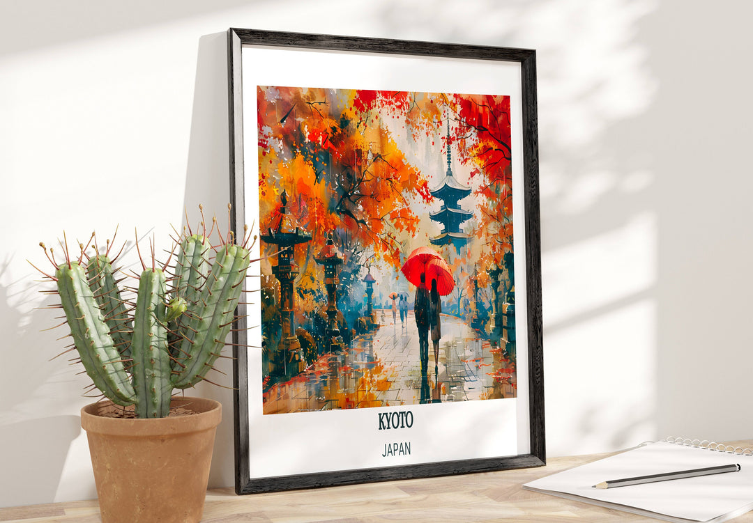 Vintage-style Kyoto wall decor featuring a picturesque sunset over the cityscape, ideal for creating a focal point in any room.