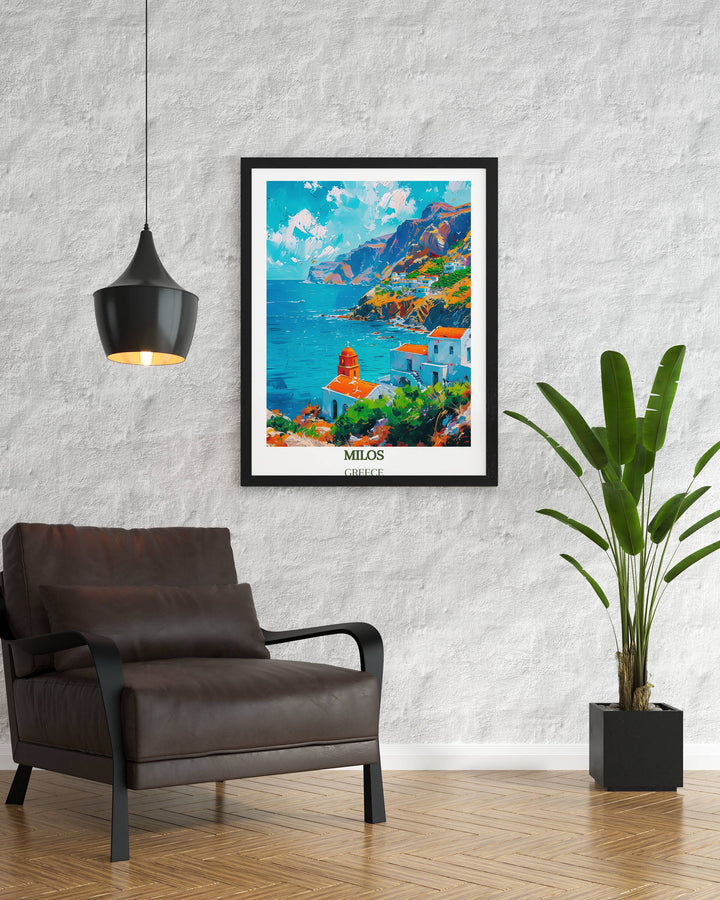 Our Glamorous Milos Travel Print will consistently impact your living space by turning it into a cool and elegant place. Anyone who loves art or travelling would immediately become a big lover of this fantastic artwork.