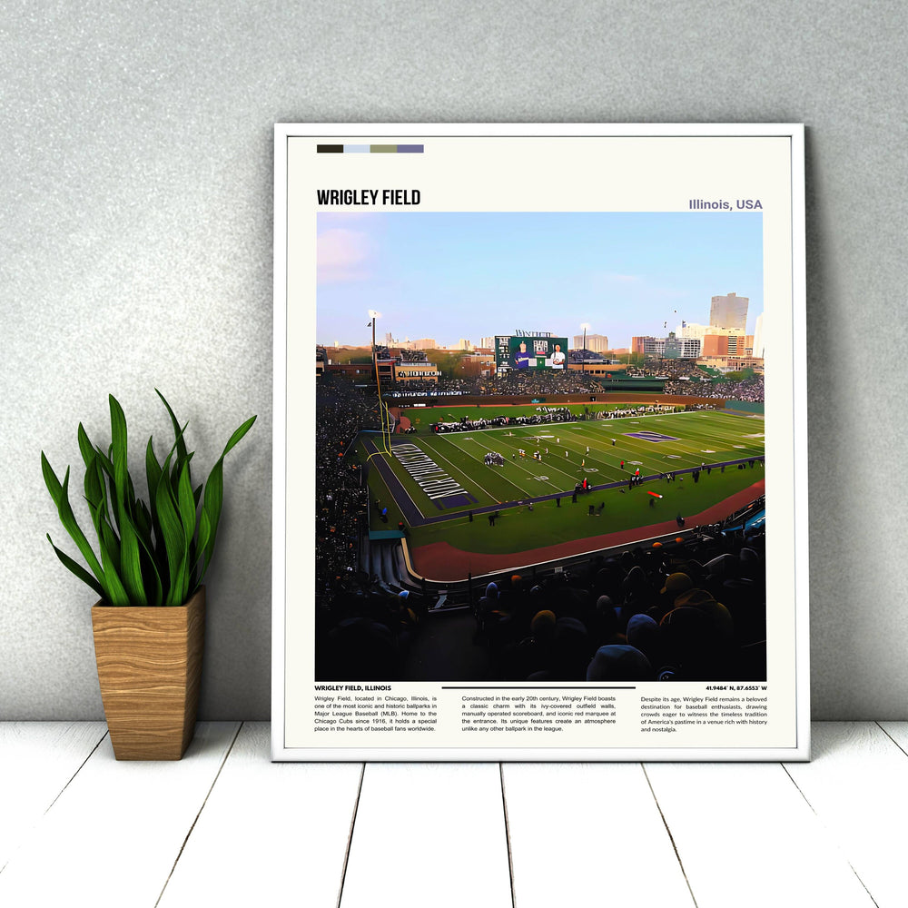 Vintage Cubs Wall Art: Retro MLB Poster Featuring Wrigley Field. Chicago Cubs Print for MLB Fans, Ideal Housewarming Gift