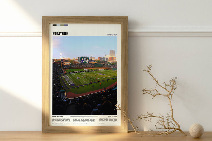 Chicago Cubs Art: Vintage MLB Print of Wrigley Field. Retro MLB Poster Perfect for Chicago Art Enthusiasts and MLB Fans