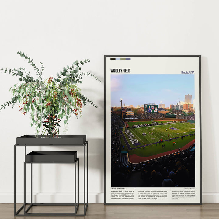 Chicago Cubs Print: Vintage MLB Art of Wrigley Field. Retro MLB Poster Ideal for Chicago Cubs Fans and MLB Wall Decor