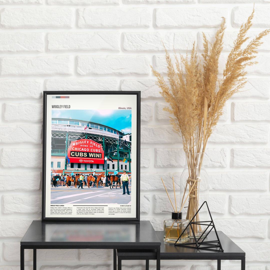 Wrigley Field Poster: Vintage Cubs Wall Art for MLB Fans. Retro MLB Print Ideal for Chicago Cubs Wall Decor and MLB Collectors
