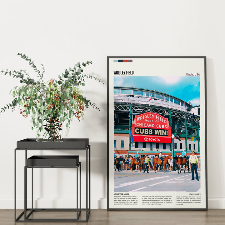 Chicago Cubs Print: Vintage MLB Art of Wrigley Field. Retro MLB Poster Ideal for Chicago Cubs Fans and MLB Wall Decor