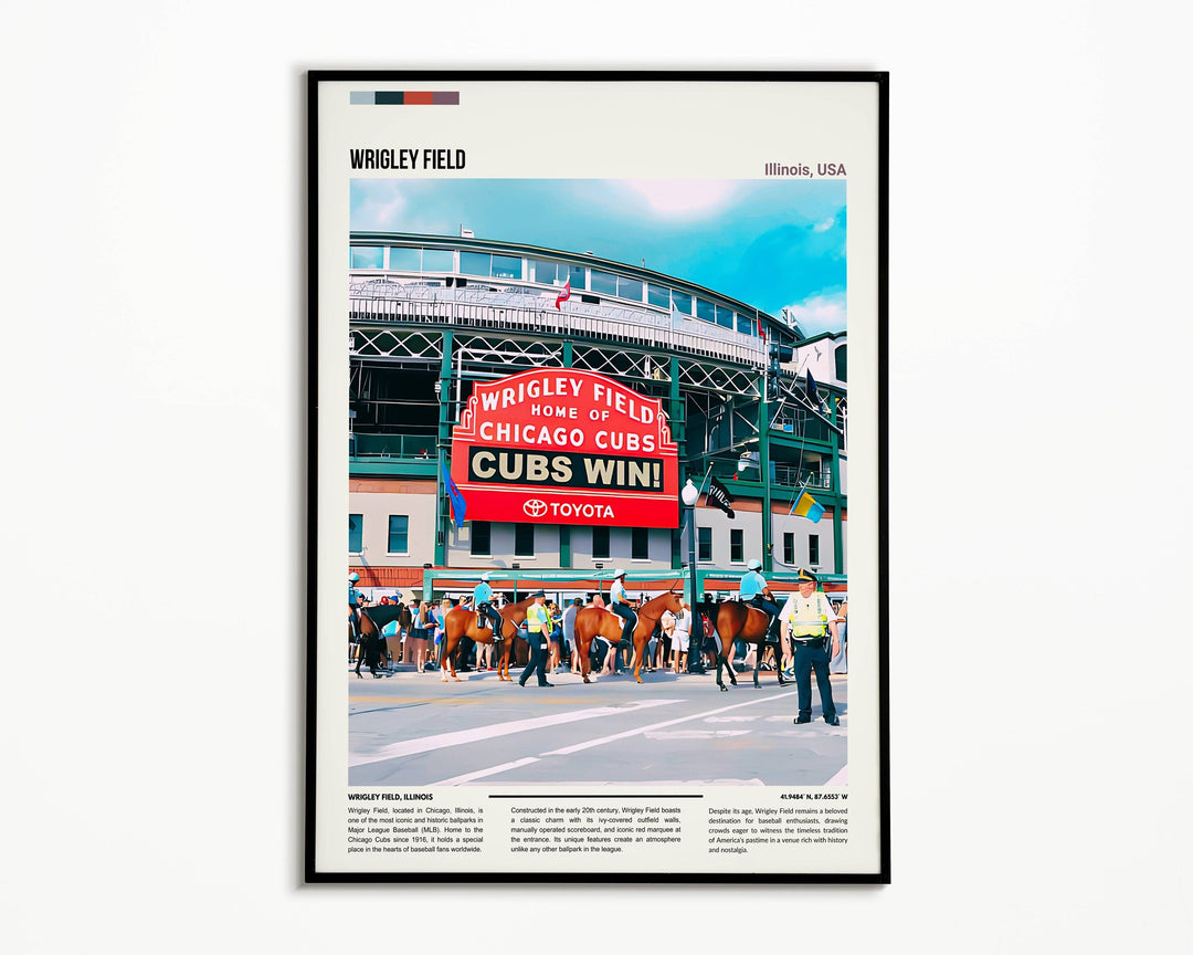Wrigley Field: Vintage Cubs Painting Turned Retro MLB Poster. Perfect Chicago Art Addition and MLB Memorabilia