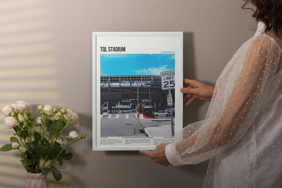 FC Cincinnati Poster highlighting the excitement of TQL Stadium. This Soccer Pitch Poster combines modern art with team pride, making it a standout piece for any soccer fan&
