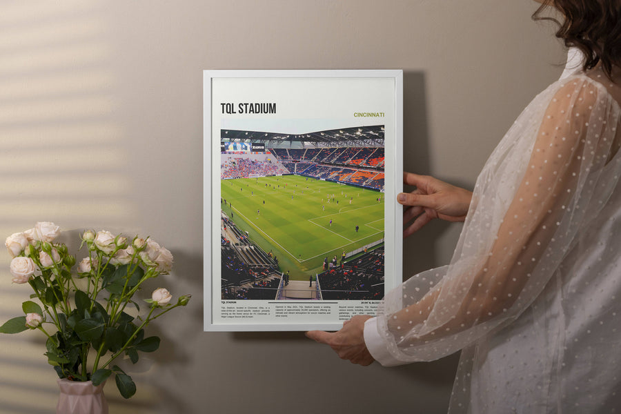 FC Cincinnati soccer print captures excitement of TQL Stadium matches.