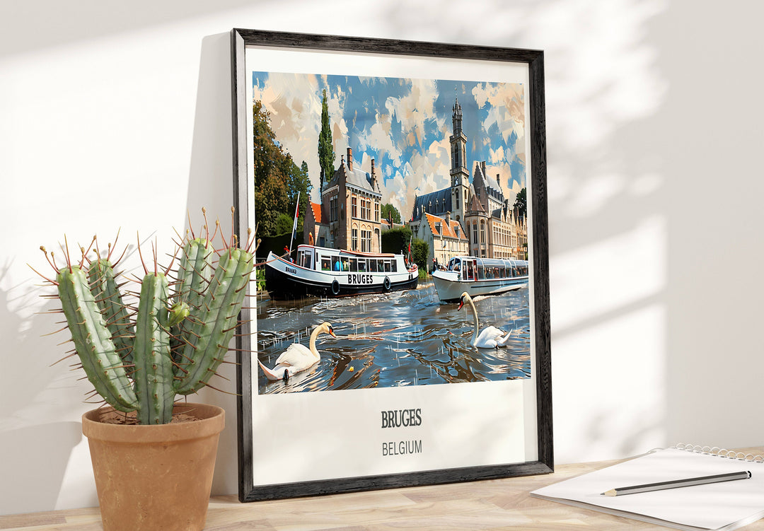 Capture Bruges&#39; essence with this stunning Europe City Poster. Perfect Belgium Travel Print for wanderlust-inspired spaces