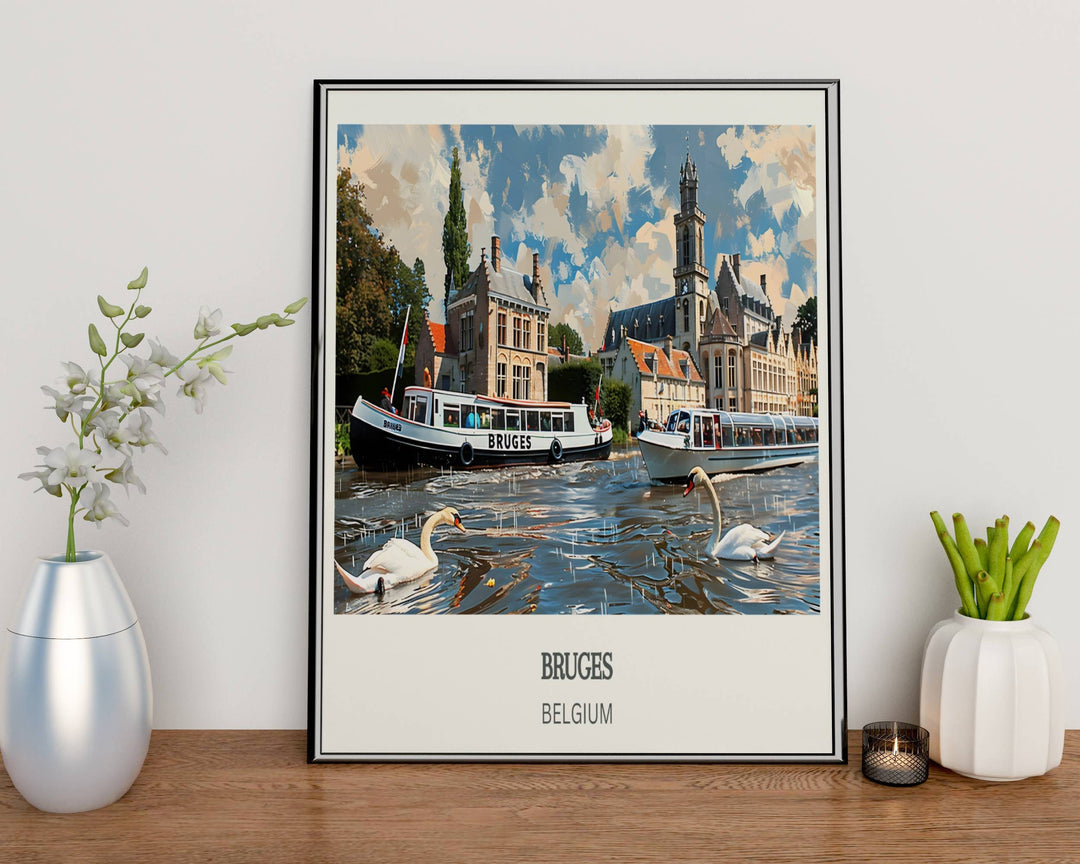 Belgium Wall Decor: Transform your space with this Bruges Gift Print. Ideal housewarming gift for travelers and explorers