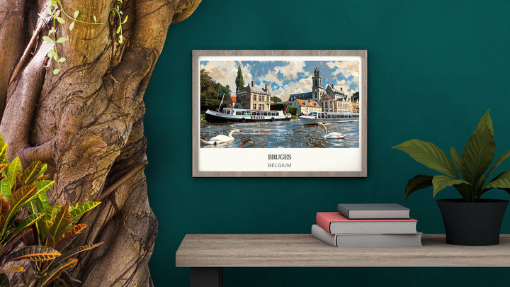 Infuse your space with European charm using this Bruges Poster. Belgium Wall Decor perfect for any room
