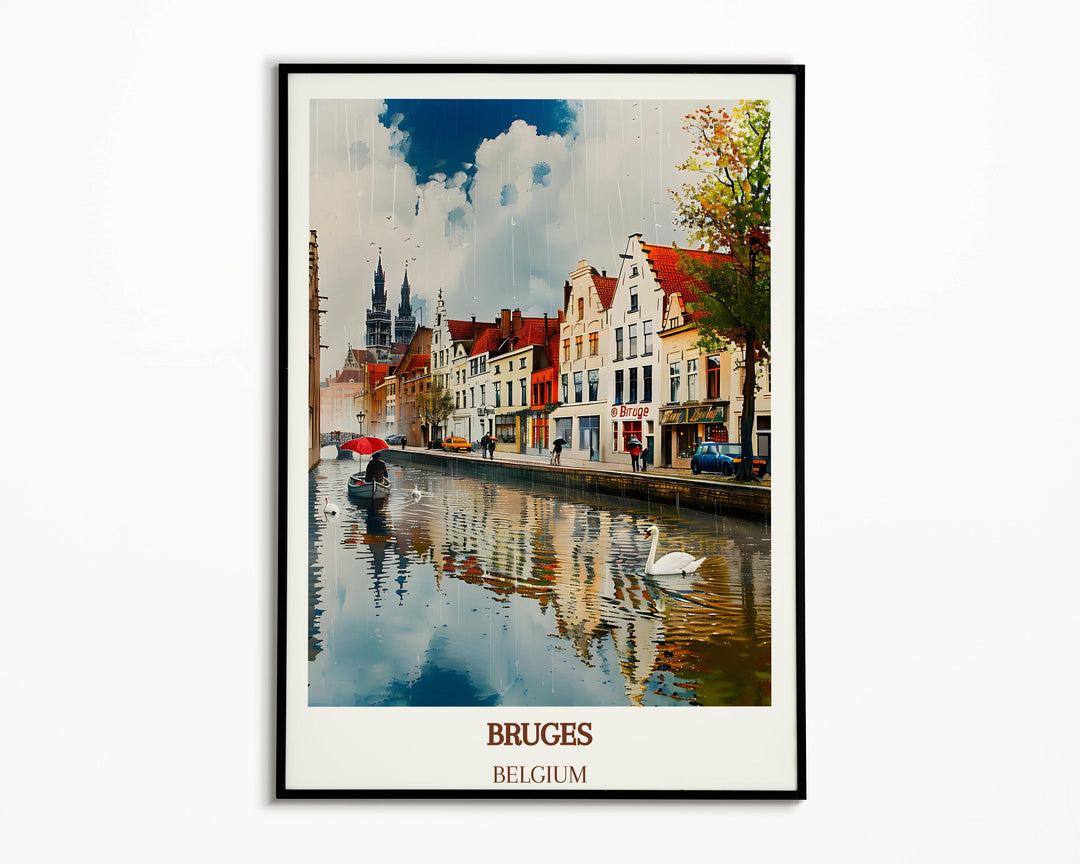 Immerse yourself in the charm of Bruges with this Bruges Travel Print. Belgium Wall Decor for wanderers
