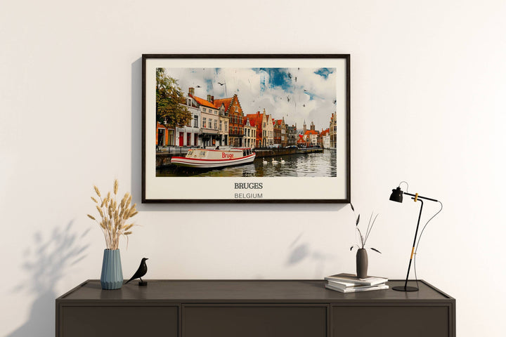 Add a touch of adventure to your decor with this Bruges Gift Print. Ideal Belgium Travel Print for explorers
