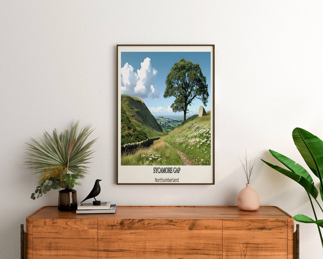 Northumberland&#39;s Finest: Bring the beauty of the English countryside into homes with this Sycamore Gap print, a thoughtful housewarming present