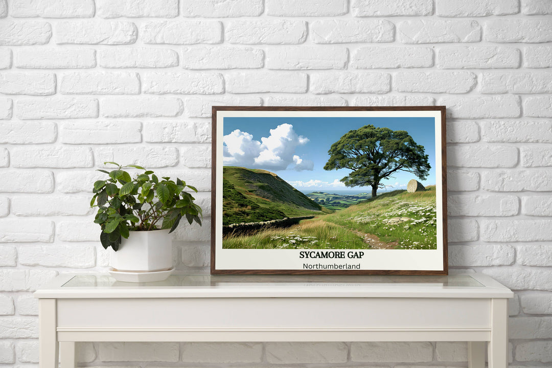 Northumberland Bliss: Gift the essence of the English countryside with this Sycamore Gap poster, perfect for housewarming celebrations