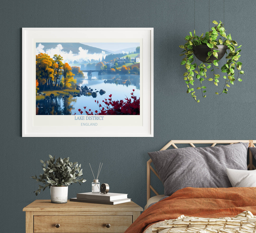 Vivid British Poster capturing the essence of the Lake District&#39;s natural wonders, an ideal choice for England-themed wall decor.