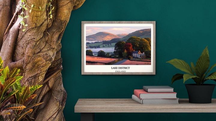 Tranquil England Poster featuring the serene landscapes of the Lake District, perfect for creating a serene atmosphere in any space