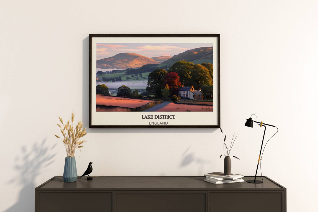 Iconic Lake District Poster capturing the breathtaking beauty of Englands countryside. An unforgettable housewarming present